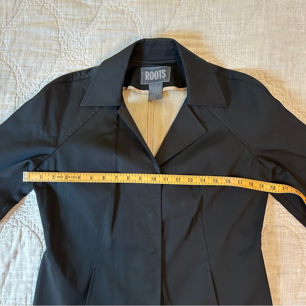 Roots Modern Black Trench / lightweight jacket / rain coat- women’s M - Picture 4 of 9